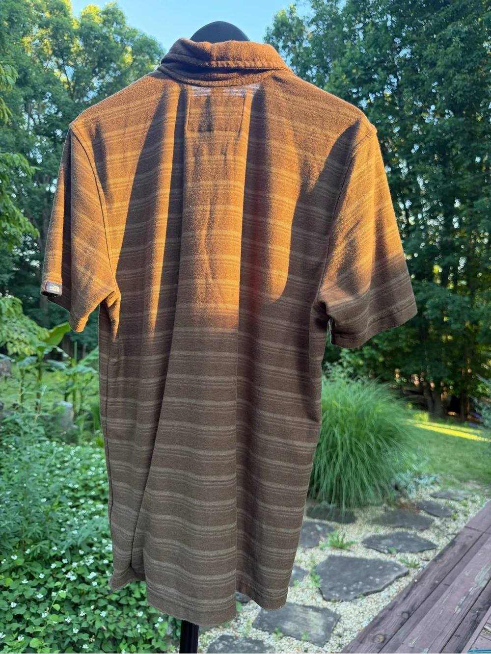 The North Face Brown Striped Short-Sleeve Polo